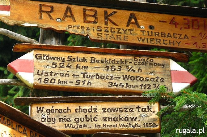 Schronisko PTTK na Turbaczu - drogowskazy