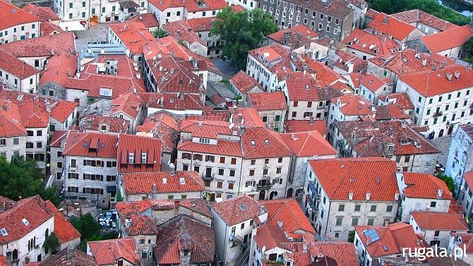 Stare miasto w Kotorze  - widok z Twierdzy św. Jana