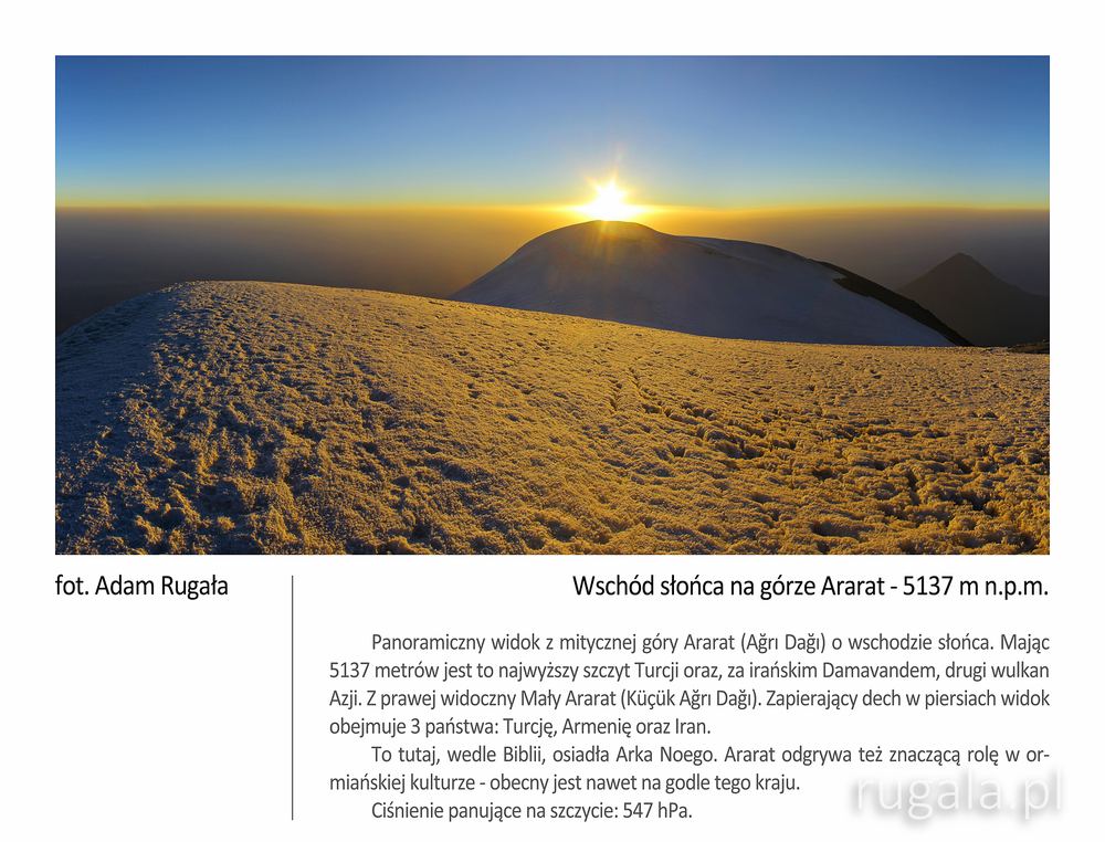 Wschód słońca na górze Ararat - 5137 m n.p.m.