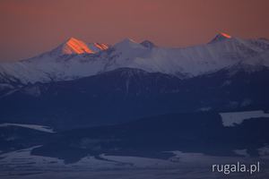 Tatry Zachodnie z Babiej Góry - widok o zachodzie słońca