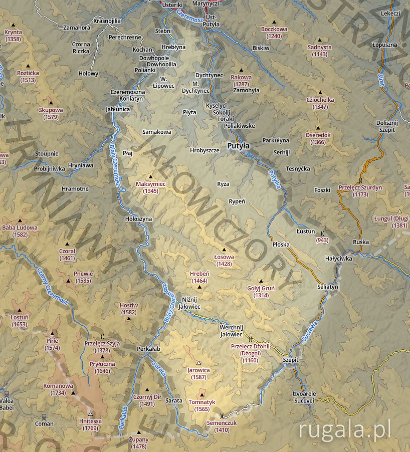 Poglądowa mapa Gór Jałowiczorskich