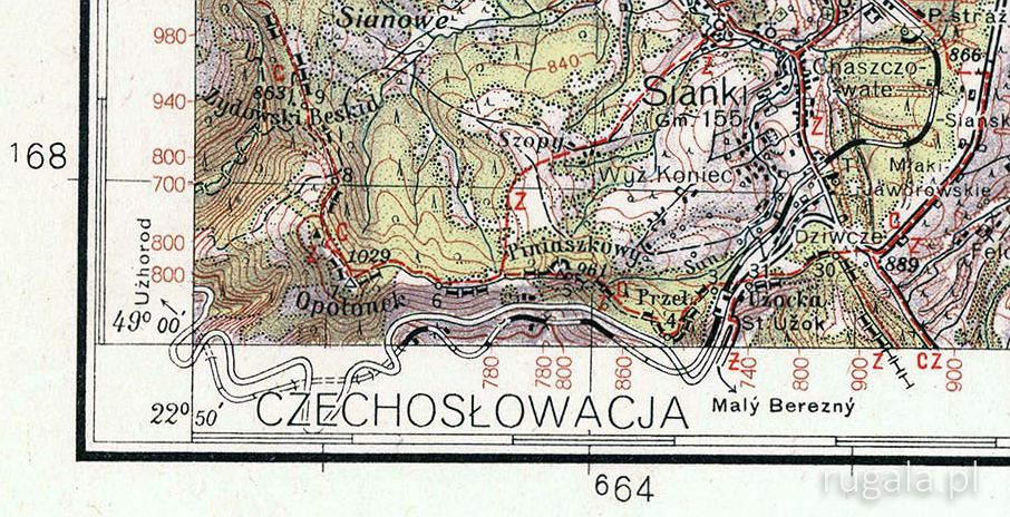 Okolice Przełęczy Użockiej i Piniaszkowego - mapa WIG
