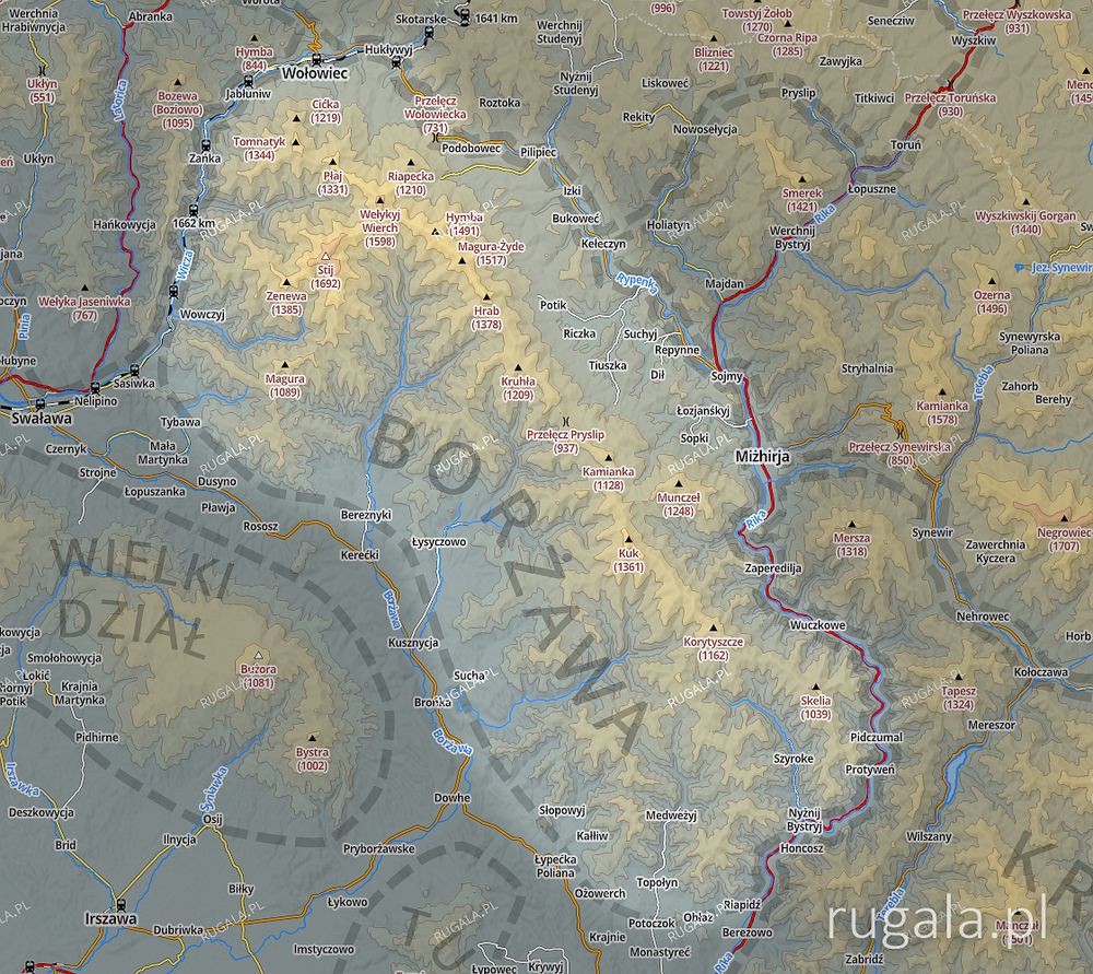Połonina Borżawa - mapa poglądowa