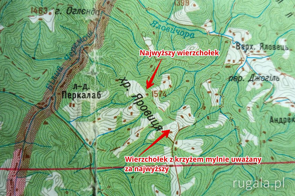 Najwyższy szczyt Gór Jałowiczorskich na ukraińskiej mapie