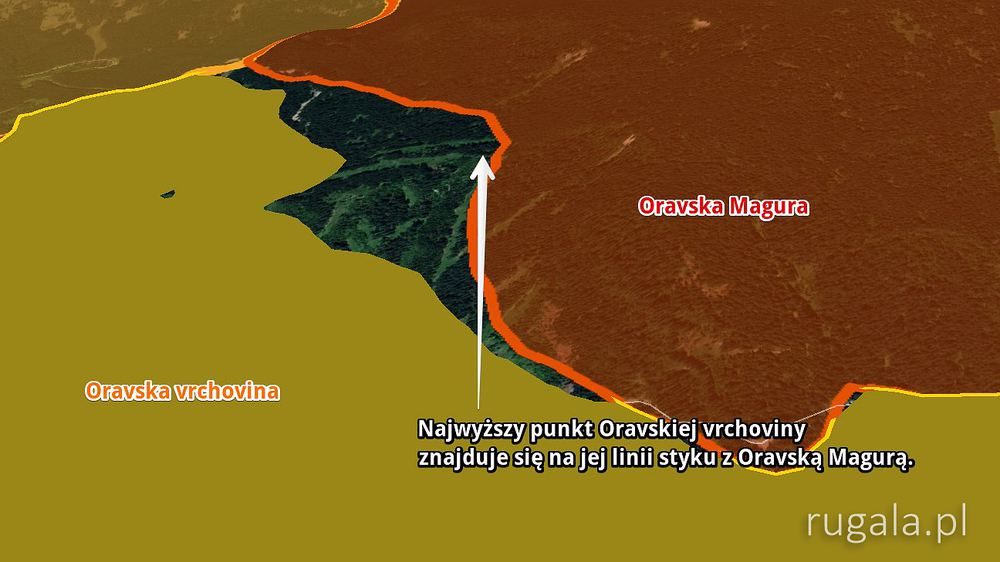 Najwyższy punkt Oravskiej vrchowiny na styku z Oravską Magurą
