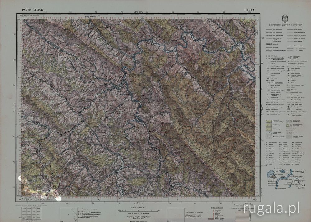 GSBW na mapie WIG (Płat TURKA) z 1937 r.