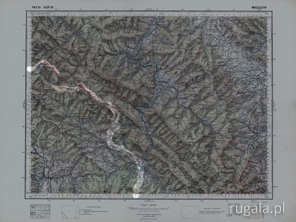 GSBW na mapie WIG (Płat MIKULICZYN) z 1933 r.