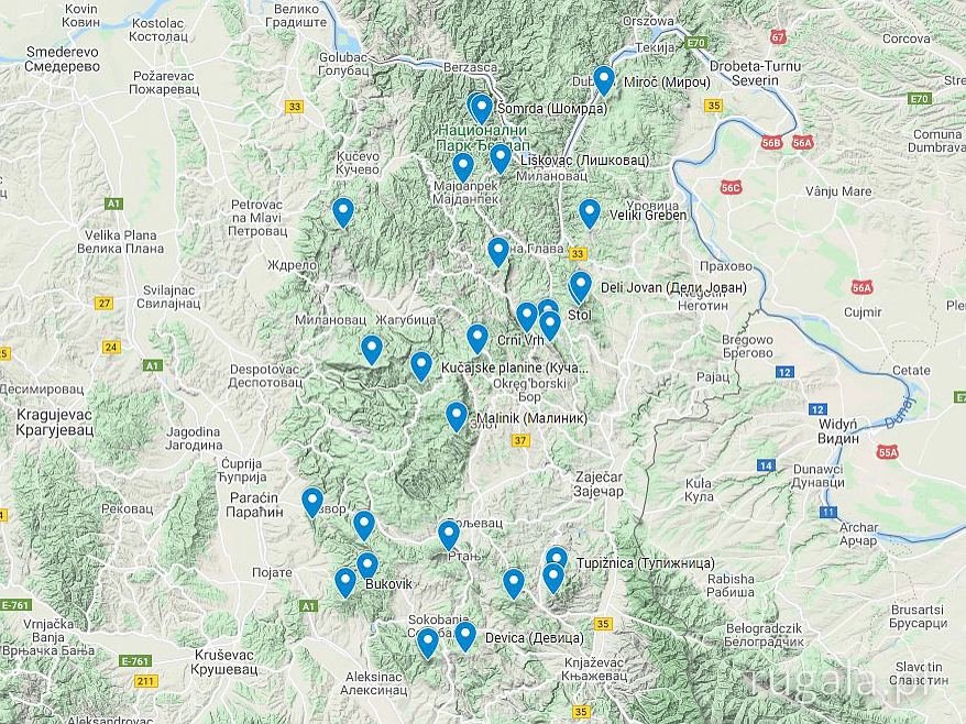 Korona Karpat Serbskich - mapa poglądowa