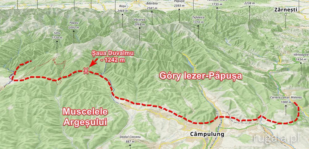 Południowa granica Gór Iezer-Păpușa z Muscelele Argeșului