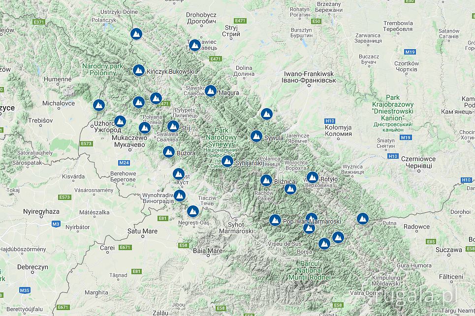 Korona Karpat Ukraińskich - mapa poglądowa