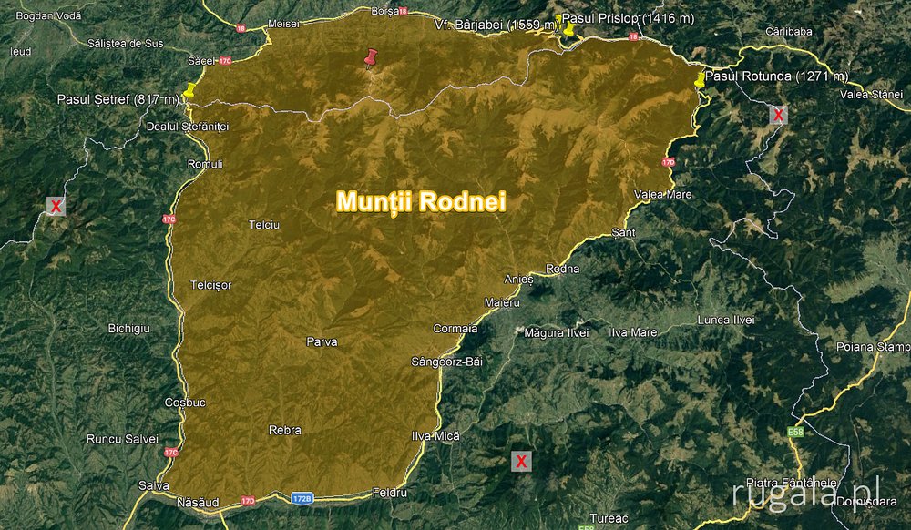 Granica Alp Rodniańskich - mapa poglądowa