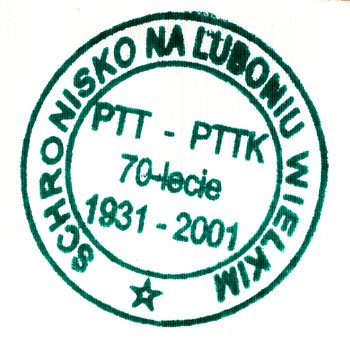 Pieczątka - Schronisko PTTK na Luboniu Wielkim - 1999