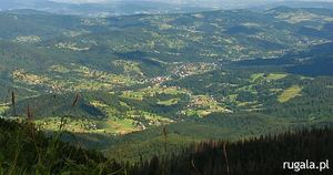 Przełęcz Brona (1408 m) - widok na Zawoję