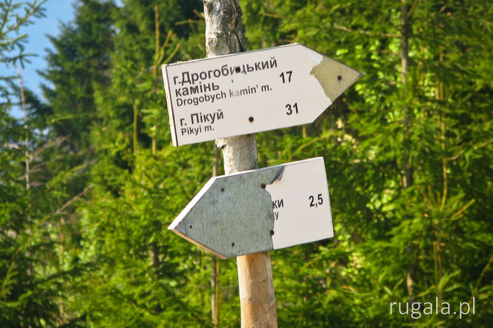 Oznakowania szlaków przy Przełęczy Użockiej