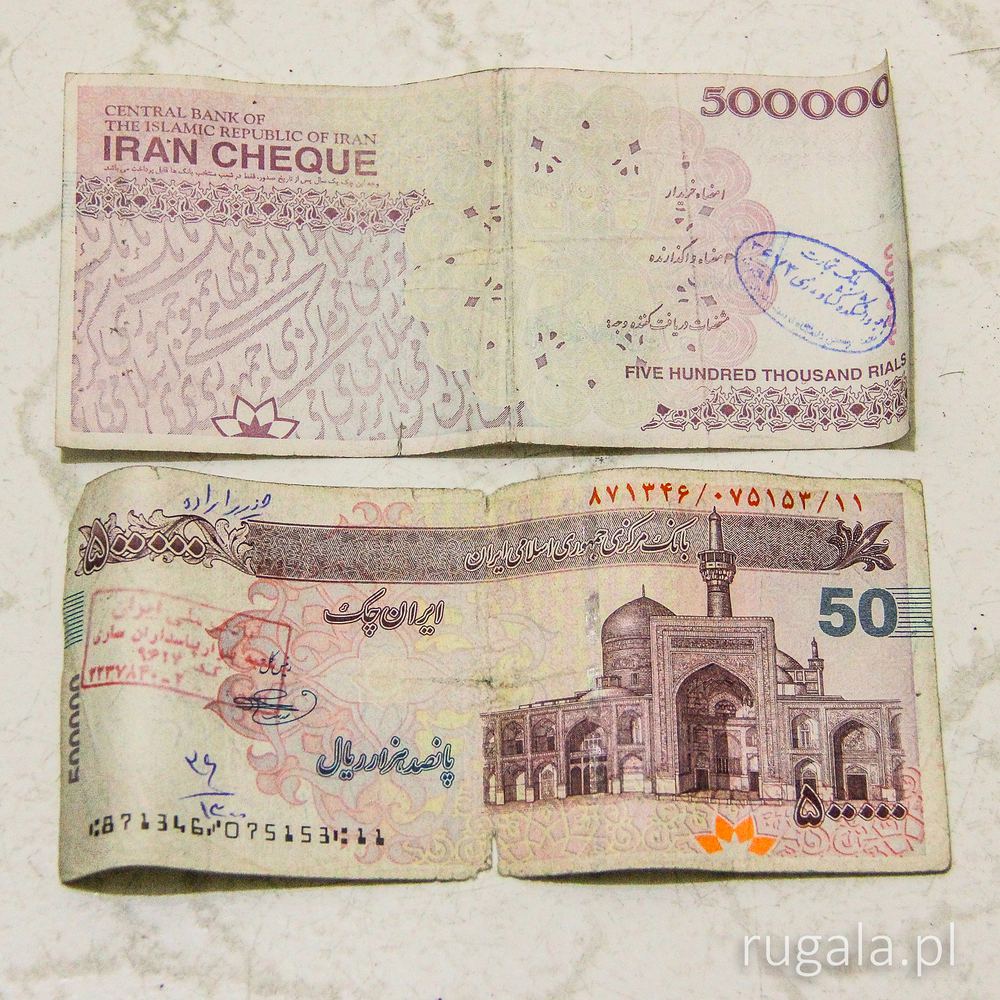 Iran cheque - 500 000 riali irańskich
