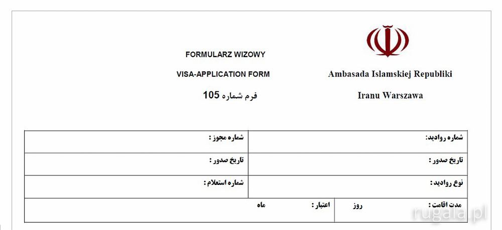 Formularz wizowy - Ambasada Iranu w Warszawie