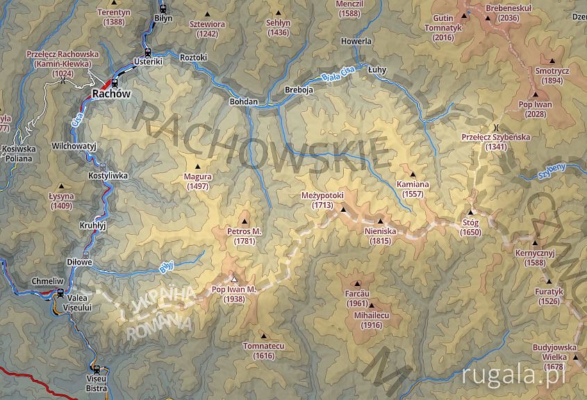 Poglądowa mapa Gór Rachowskich