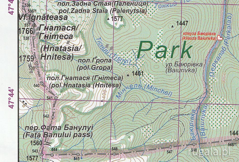 Okolice Hnitessy i przełęczy Fata Banului - mapa ASSA