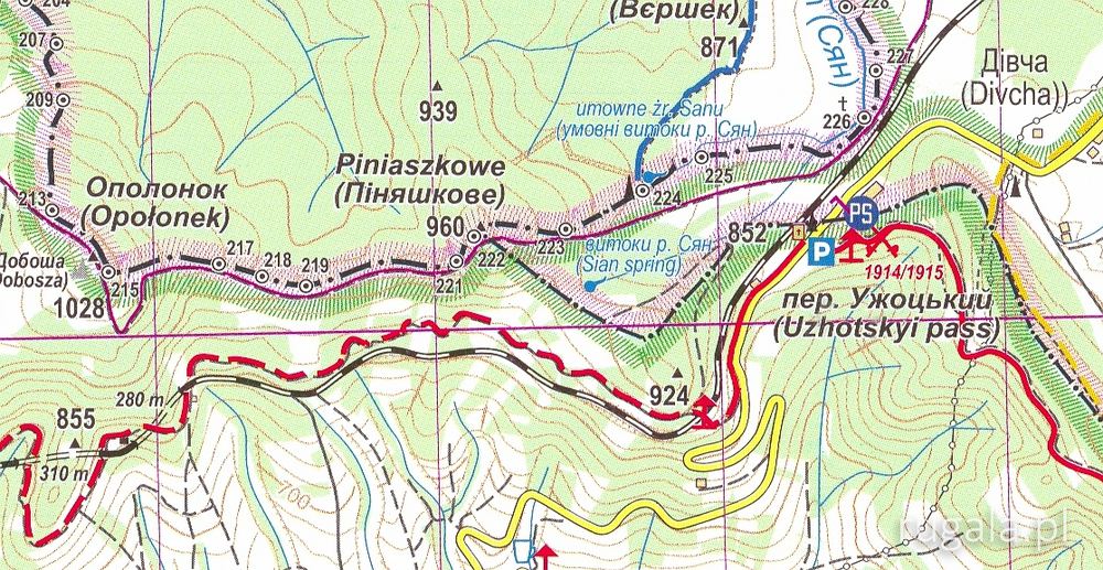 Okolice Piniaszkowego i Przełęczy Użockiej - mapa ASSA