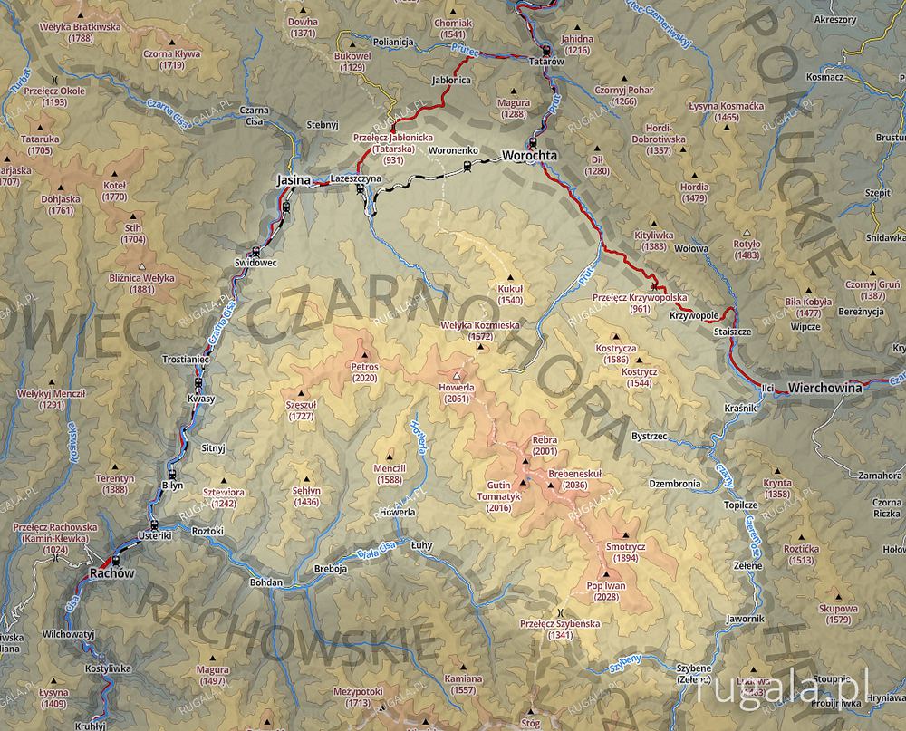 Czarnohora - mapa poglądowa