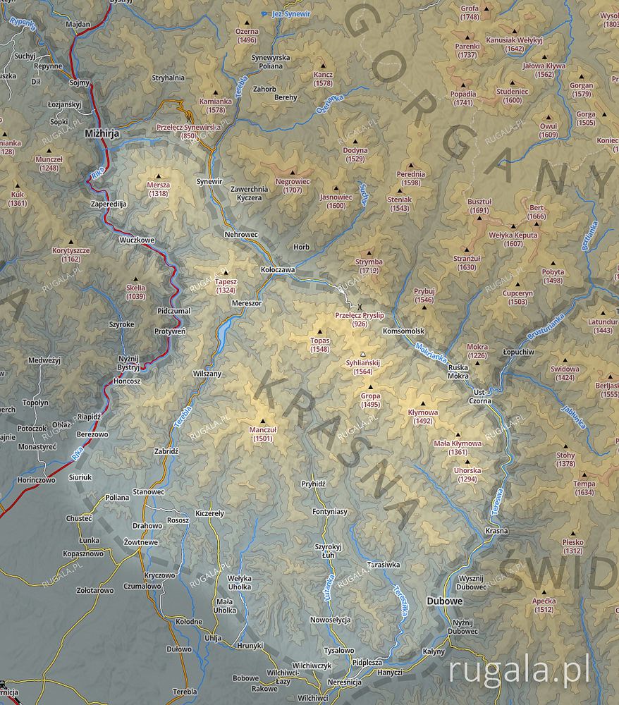 Połonina Krasna - mapa poglądowa