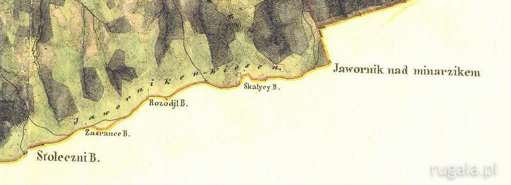 Mały Jawornik w paśmie Javorniky - mapa z XIX w.