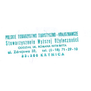 Pieczątka - Stowarzyszenie Wyższej Użyteczności PTTK w Krynicy - 2000